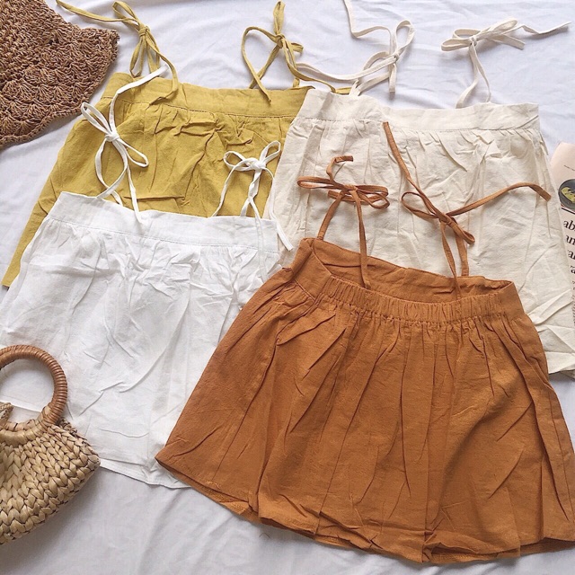 Áo hai dây chất linen phong cách Korea màu vintage Lovi