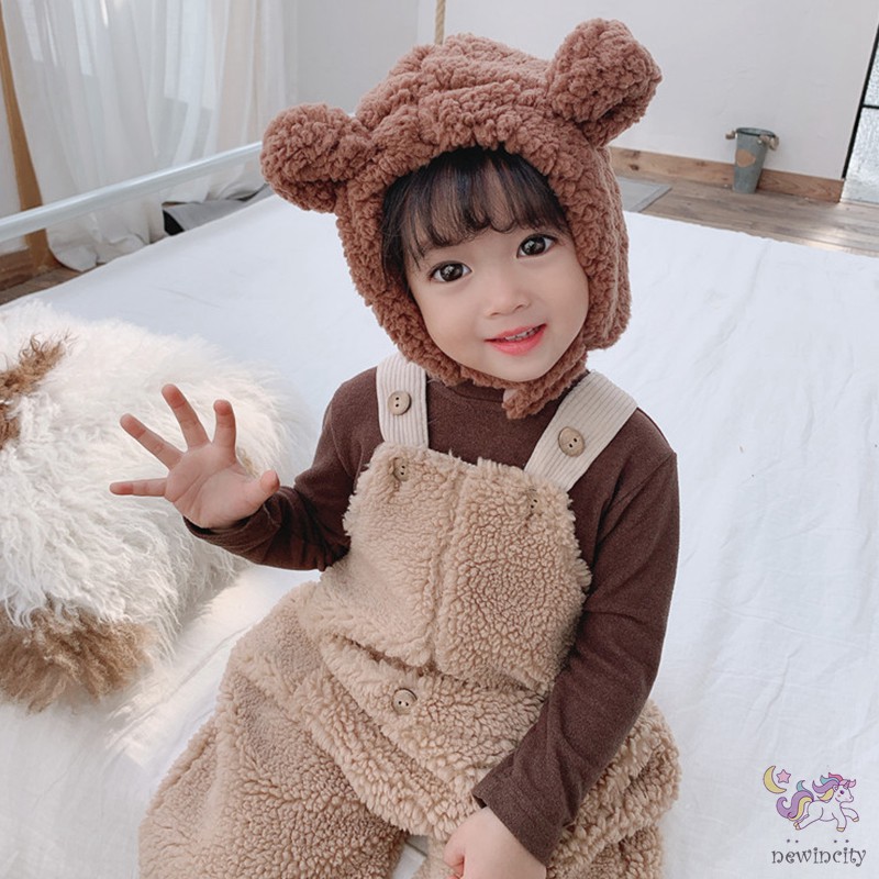 Nón giữ ấm phối mô hình tai gấu đáng yêu phong cách Hàn Quốc cho bé