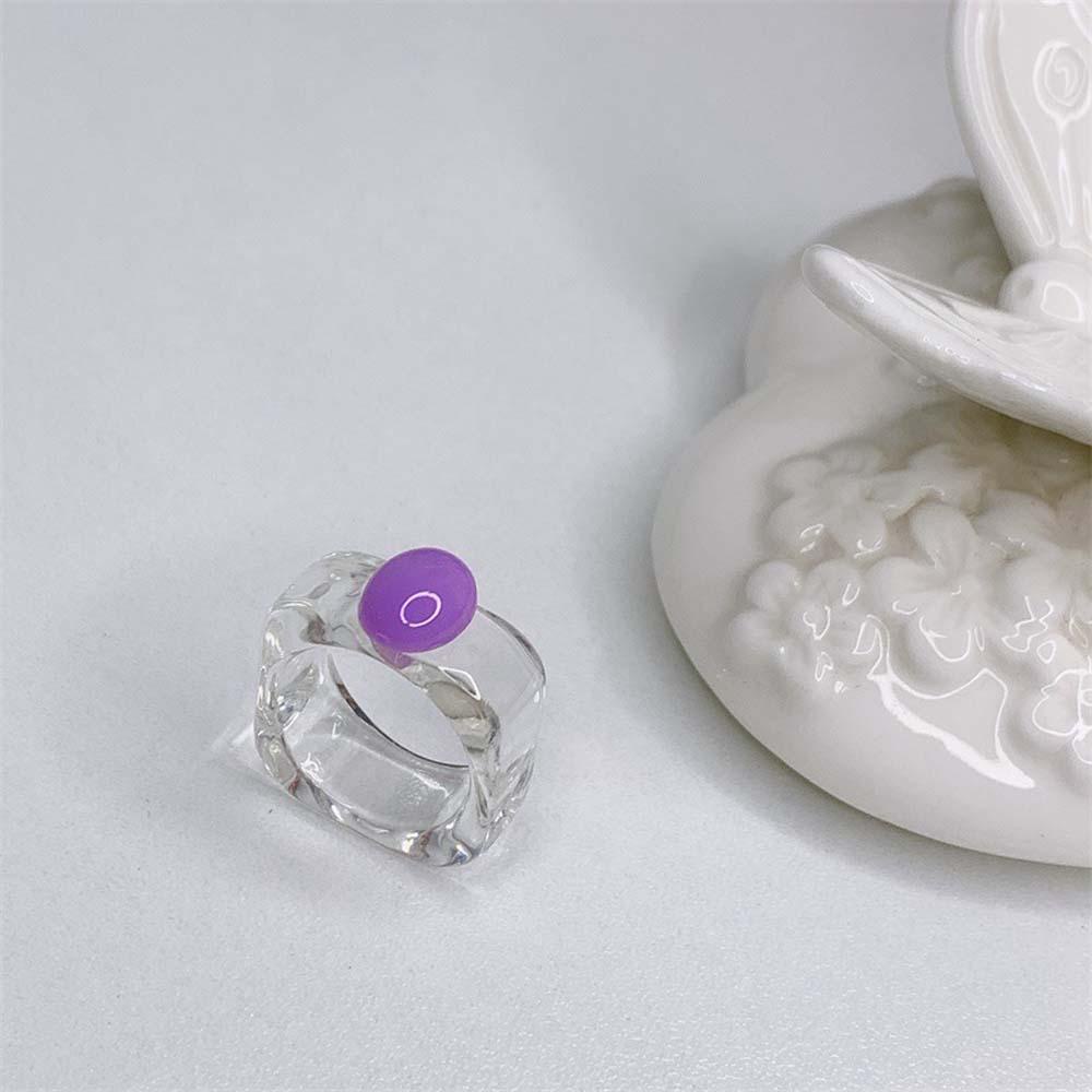 Nhẫn Acrylic Hình Oval Phối Màu Tương Phản Thời Trang Hàn Quốc Cho Nữ