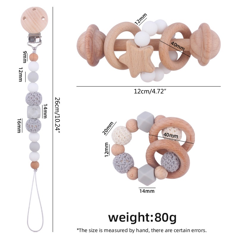 Set 3 Món Gồm Vòng Tay Kẹp Núm Vú Giả + Kẹp Tóc Cho Bé Sơ Sinh