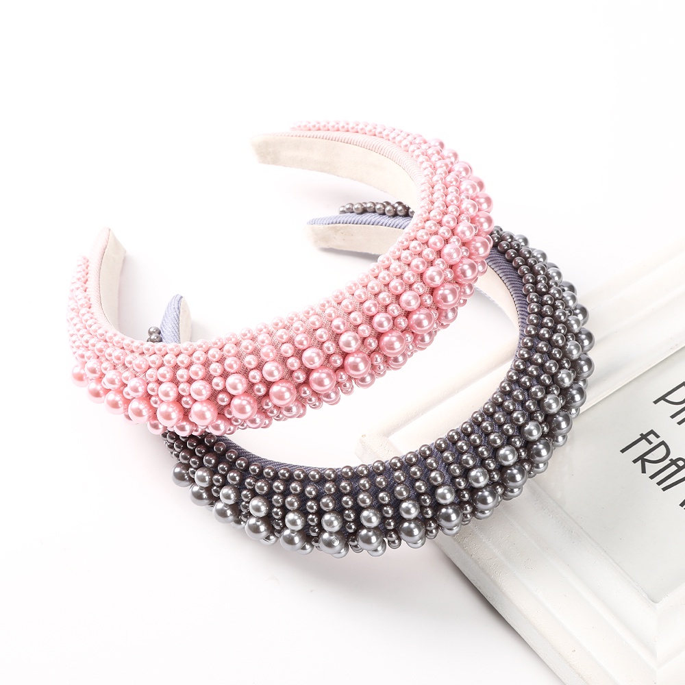 Băng đô Haimeikang bọt biển bản rộng đính ngọc trai giả thời trang đi tiệc dành cho nữ