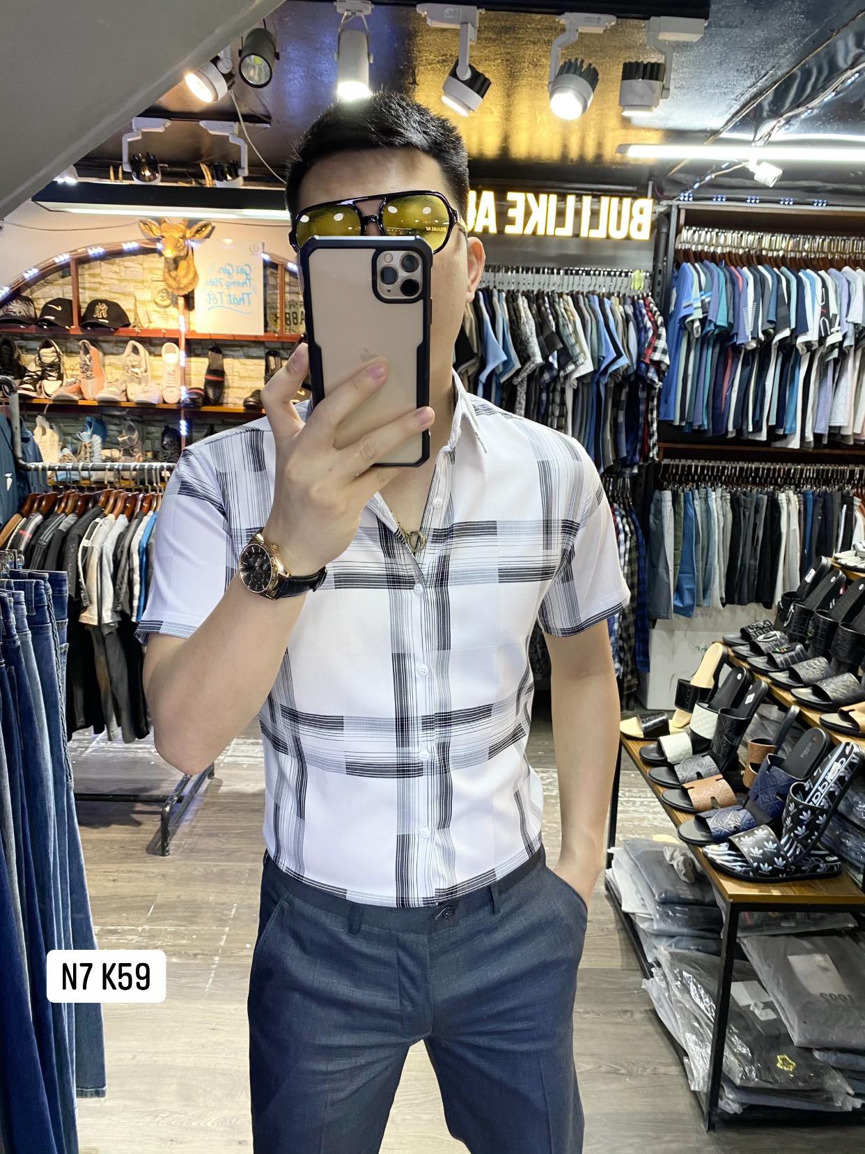 ÁO SƠ MI KẺ NHỎ N7 K59 VẢI LỤA CAO CẤP