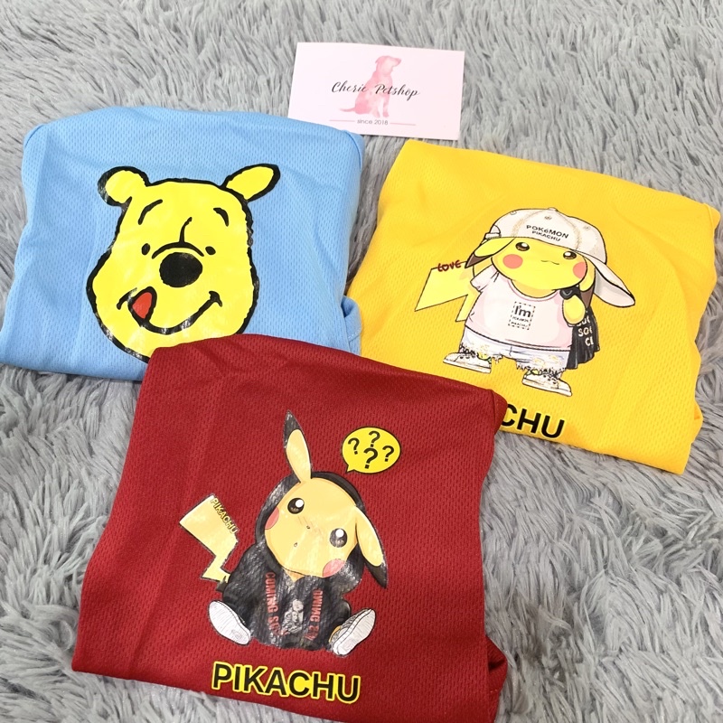 SIZE To Áo thun pikachu, gấu pooh cho chó mèo