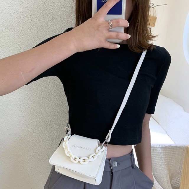 Túi đeo chéo  kẹp nách  xách nữ mini phối màu Fashion &amp; Bag