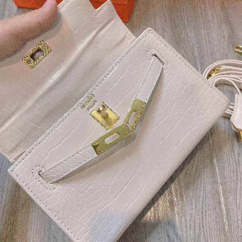 Túi xách nữ đeo chéo, túi H...m size 19, 22 dáng ngang da rắn sang chảnh