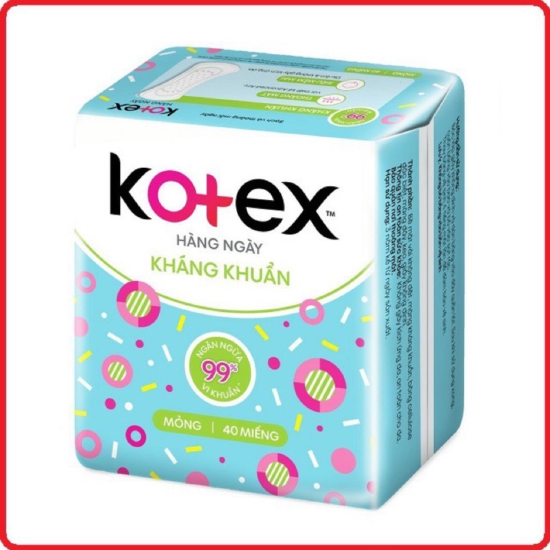 Băng vệ sinh hằng ngày Kotex kháng khuẩn không cánh 8 miếng