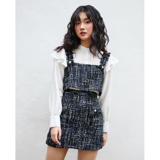 Pass set áo gile và áo sơ mi Bleubird vải Tweed size XS