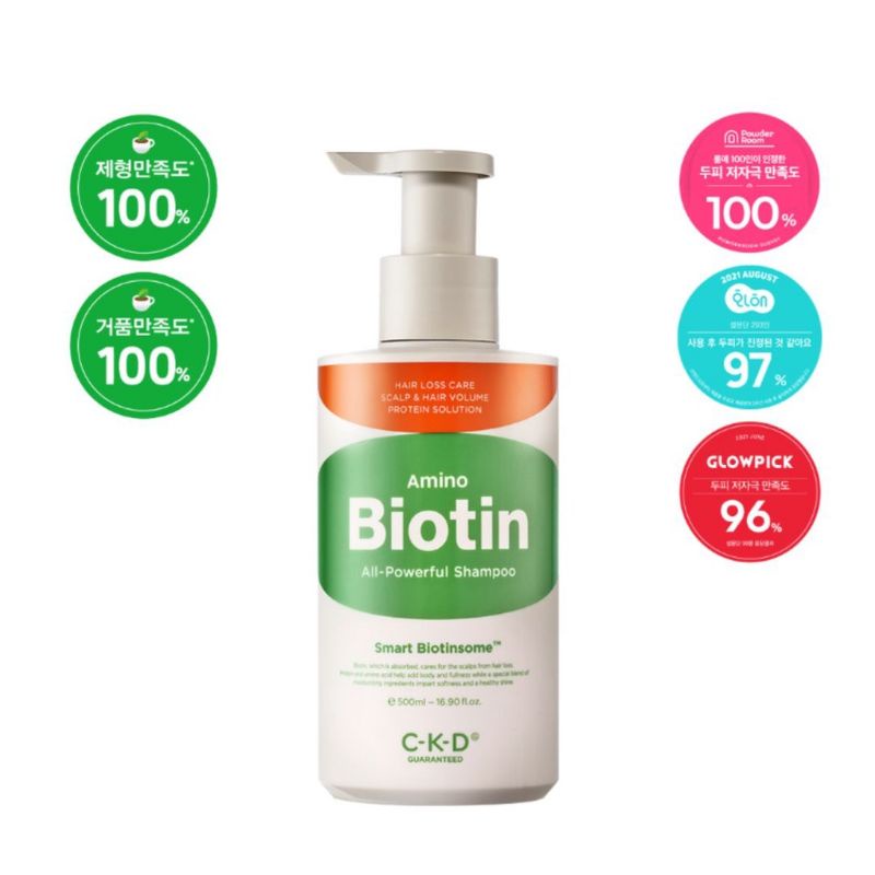 Dầu gội kích mọc tóc, giảm gãy rụng tóc CKD Amino Biotin All-powerfull shampoo 500ml