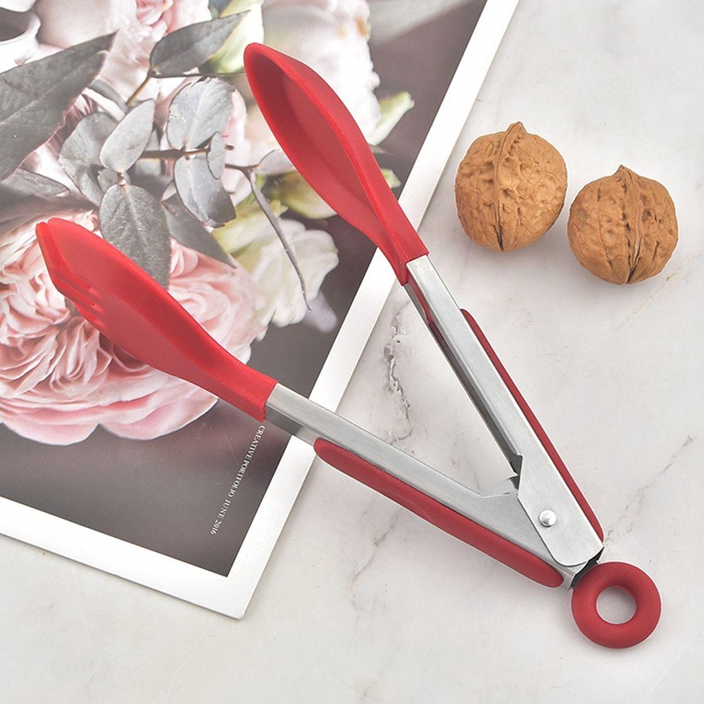 Kẹp Gắp Thức Ăn Bằng Thép Không Gỉ Và Silicone Tay Cầm Chống Trượt Tiện Dụng