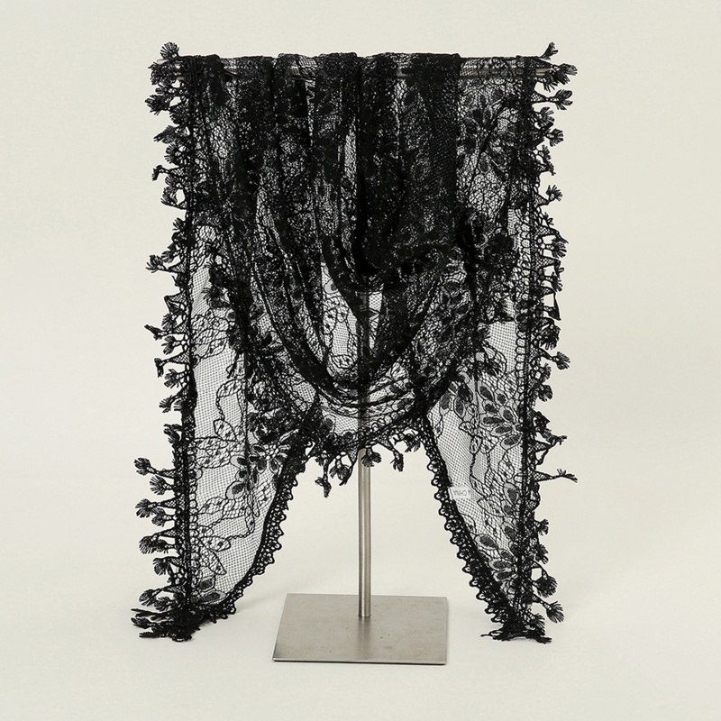 Khăn Choàng Ren Phối Tua Rua In Họa Tiết Hoa Hình Tam Giác Thời Trang Mùa Hè Cho Nữ