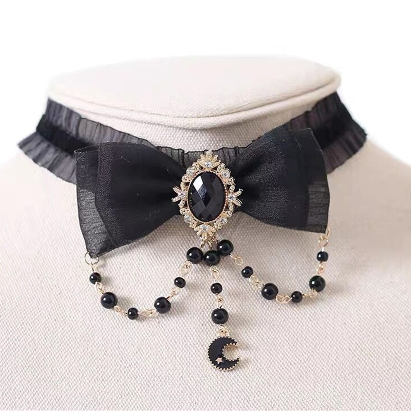 Vòng Cổ Choker Đính Nơ Và Ngọc Trai Nhân Tạo Thời Trang Dành Cho Nữ