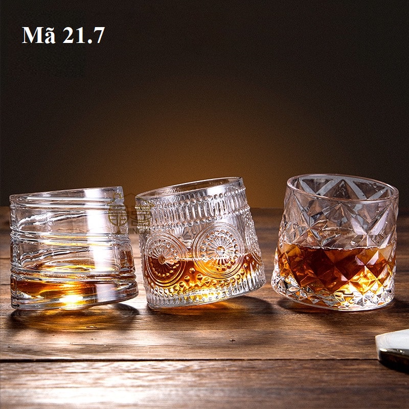 Ly thủy tinh đế xoay, cốc tách uống nước dung tích nhỏ, bộ đồ bàn ăn: 21.7