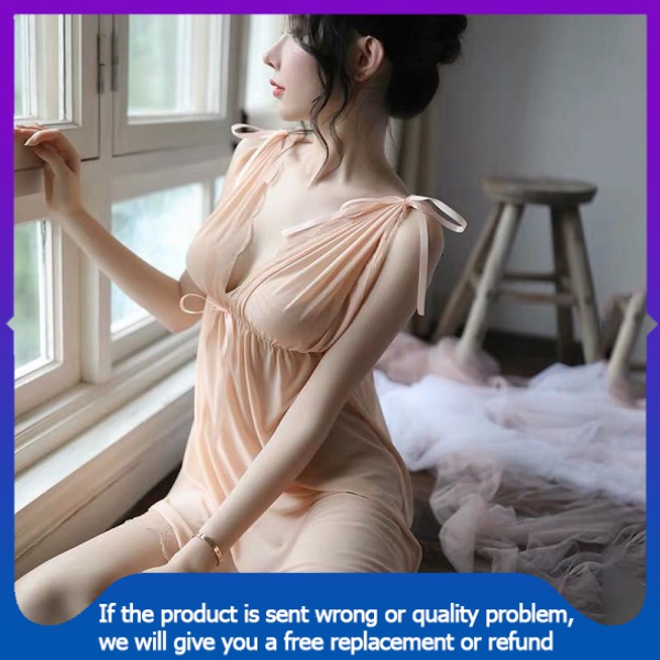 sexy pajamas lingerie📣【Spot goods】💃Cổ Tích Đồ Ngủ Trong Suốt Mùa Thu Của Phụ Nữ Pháp Ren Giường Mỏng Jumpsuit Chia Váy Sexy Mặc Nhà Bộ mht
