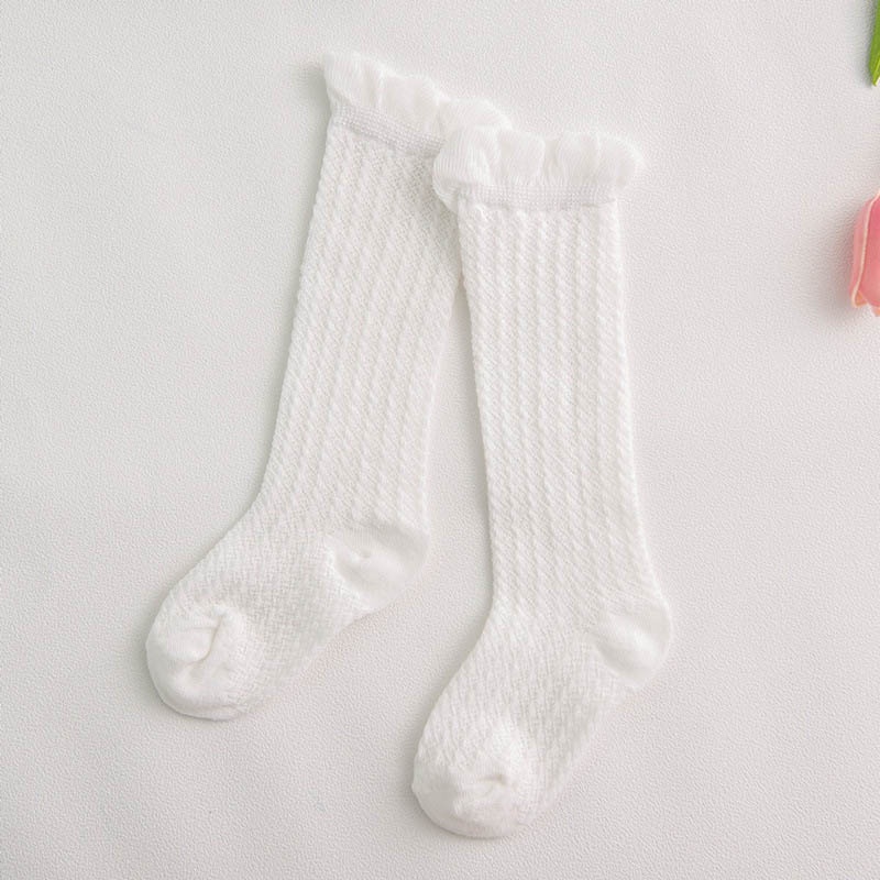 Vớ cotton Cổ Cao Phối Lưới Thoáng Khí Dành Cho Bé Gái