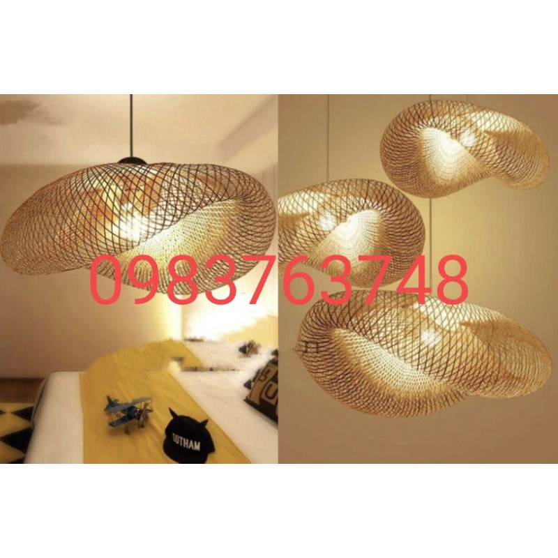 Đèn thả trần mây tre đèn mây tre lượn sóng