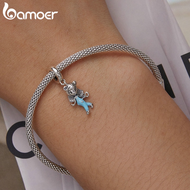 BAMOER Mặt Vòng cổ Bạc 925 Hình Cô Gái Vui Nhộn