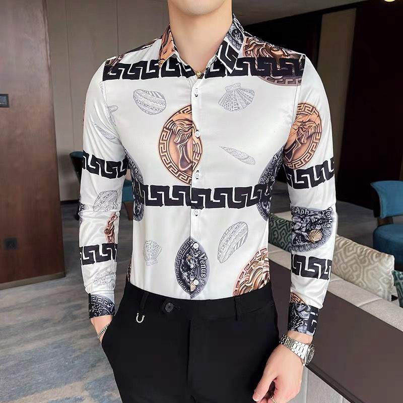 Áo Sơ Mi Cổ Chữ V In Logo Versace Thời Trang