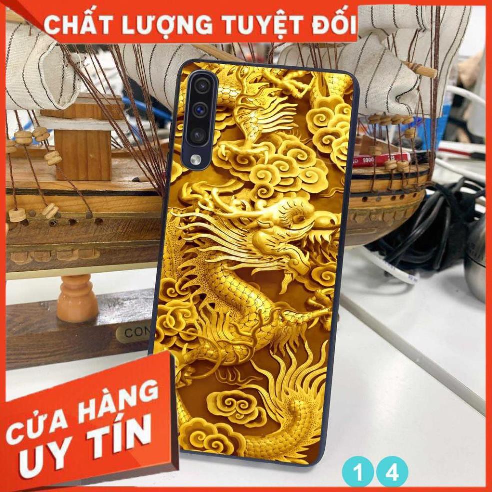 Ốp lưng in kính cường lực 3D đẹp, sắc nét họa tiết hình rồng vàng quyền lực cho điện thoại samsung A30s/A50/A50s - A70