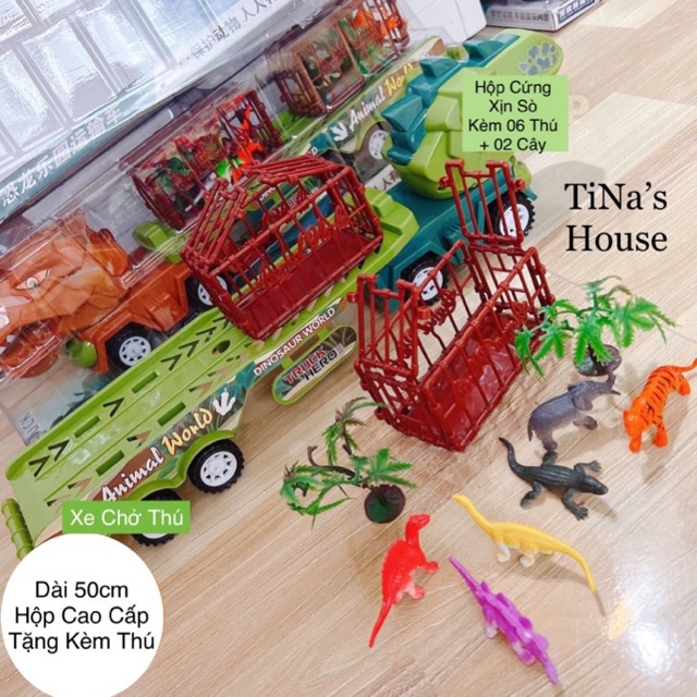 Xe đồ chơi khủng long chở thú, xe ben, xe cẩu nhiều mẫu chất liệu nhựa an toàn cho bé - TiNa’s House