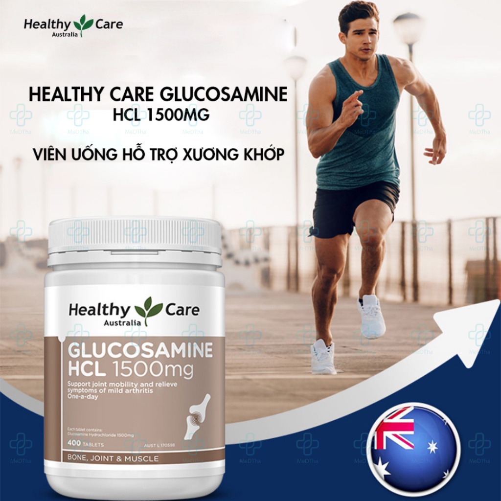 Glucosamine HCL 1500mg Healthy Care - Bổ Xương Khớp, Dịch Khớp, Khô Khớp, Cứng Khớp (Lọ 400 Viên) [Chính Hãng]