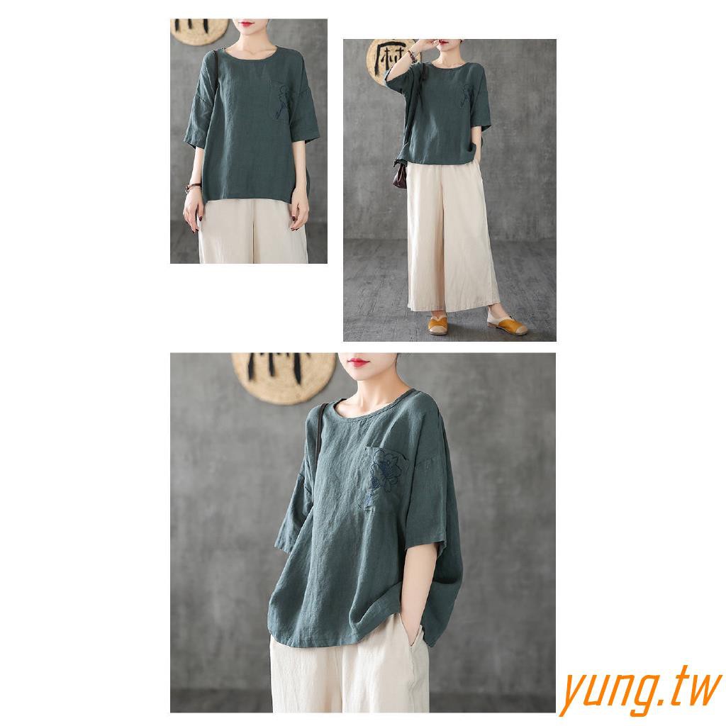 Áo Thun Cotton Ngắn Tay Thêu Hoa Size Lớn 4xl