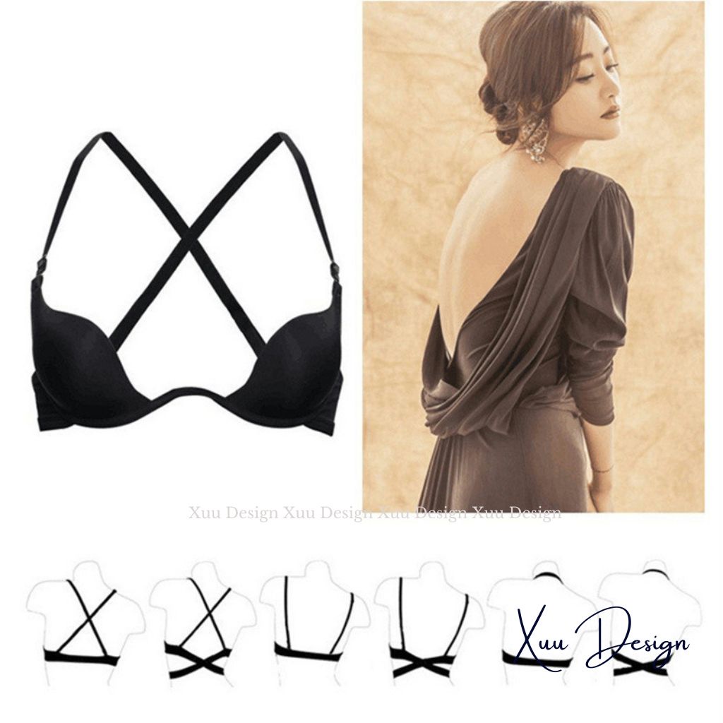 Áo ngực nữ hở lưng XUU vải đúc su có gọng đệm kép thiết kế thời trang nâng đẩy ngực - AV55