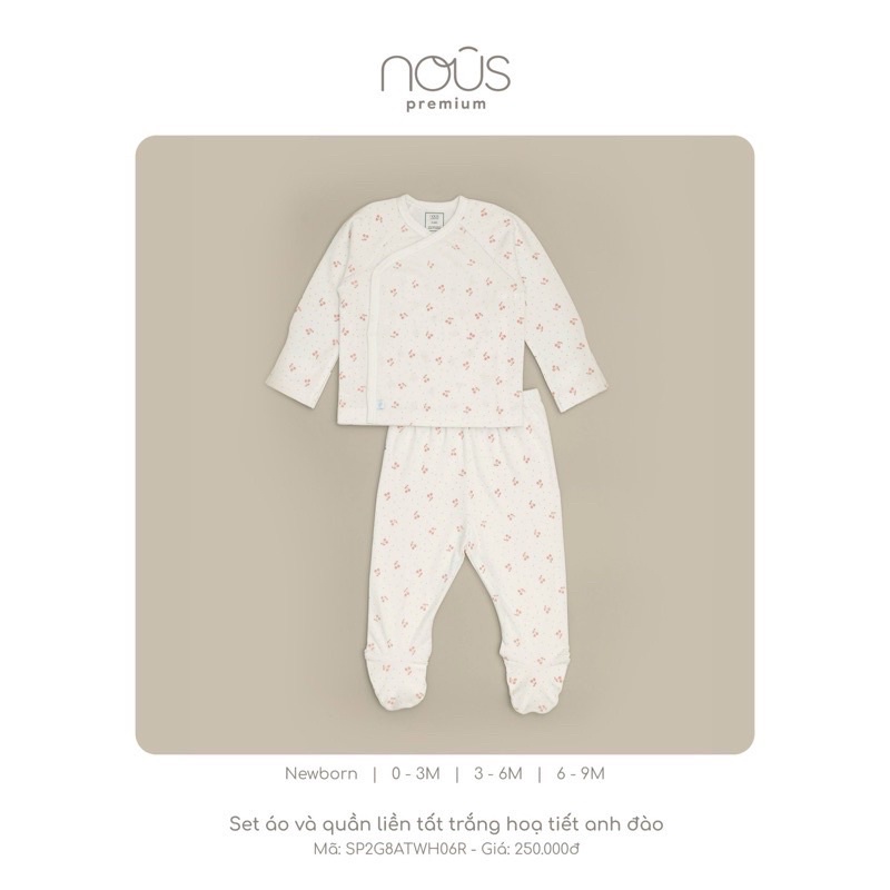 {Nhùn nhùn}Set Áo Và Quần Liền Tất - Nous Premium Dòng Sản Phẩm Cao Cấp - Cho Bé Sơ Sinh Đến 6-9 Tháng Tuổi