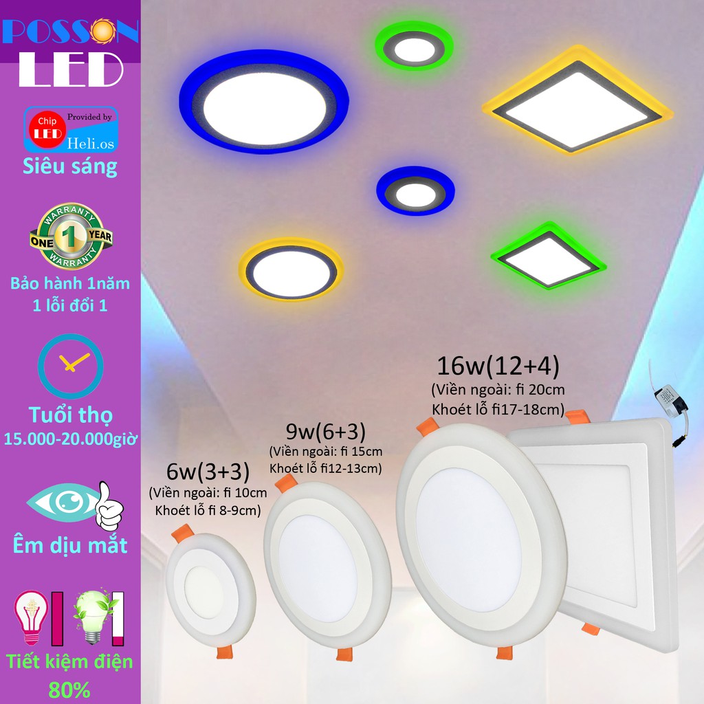 ĐÈN LED ỐP TRẦN POSSON LP-RI3+3B-G