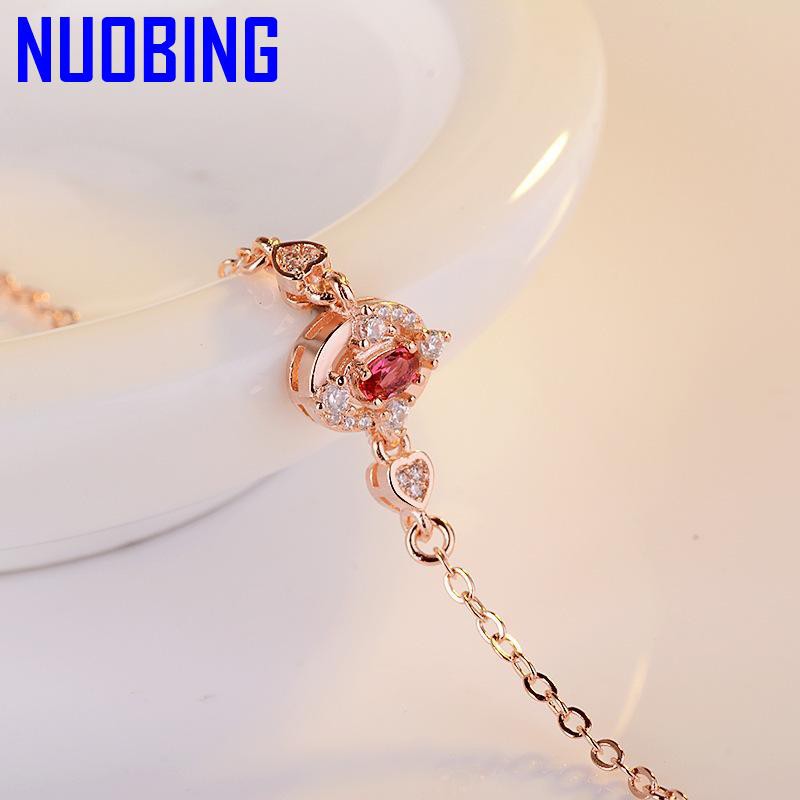 Vòng Tay Mạ Vàng Hồng 14k Đính Đá Ruby Thời Trang