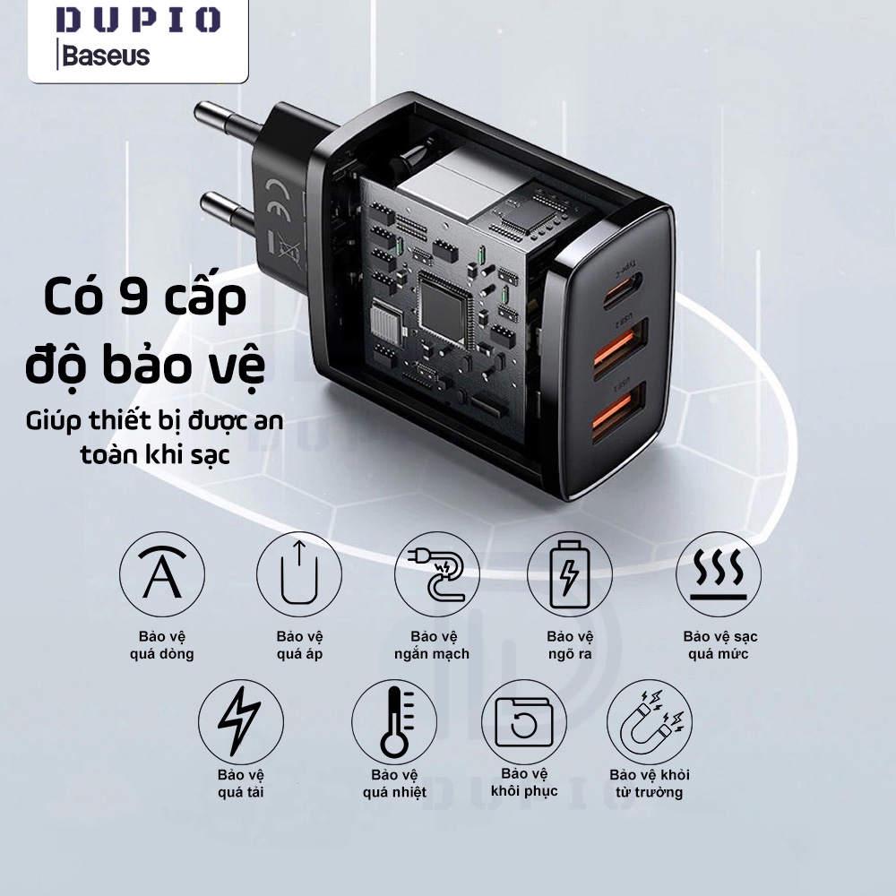 Củ sạc nhanh 30w DUPIO Baseus CS01 usb type-c nhiều ngõ ra công suất cao