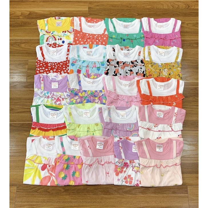 Váy hè cộc tay giả yếm cotton cho bé gái 9-21kg (Bảng 1)
