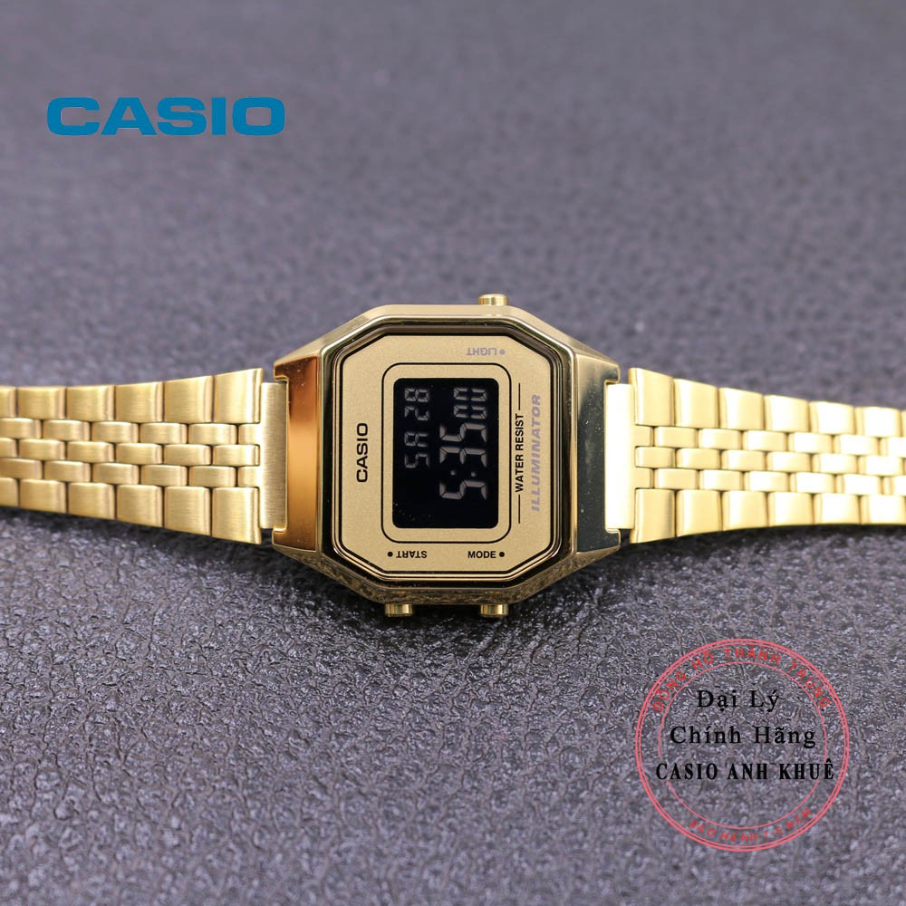 Đồng hồ điện tử nữ Casio Vintage LA680WGA-1BDF dây kim loại