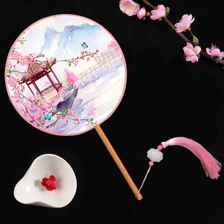 Quạt tròn cổ trang dây tuyến cầm tay phong cách cổ điển Trung Hoa