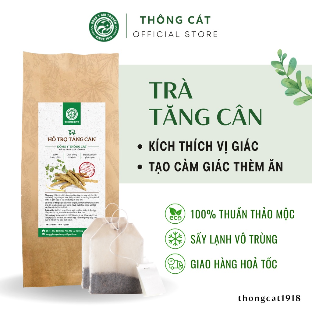 Trà Tăng Cân tăng cơ Thông Cát, ăn ngon ngủ ngon cho người cơ địa gầy lâu năm,mập thịt, không tích nước