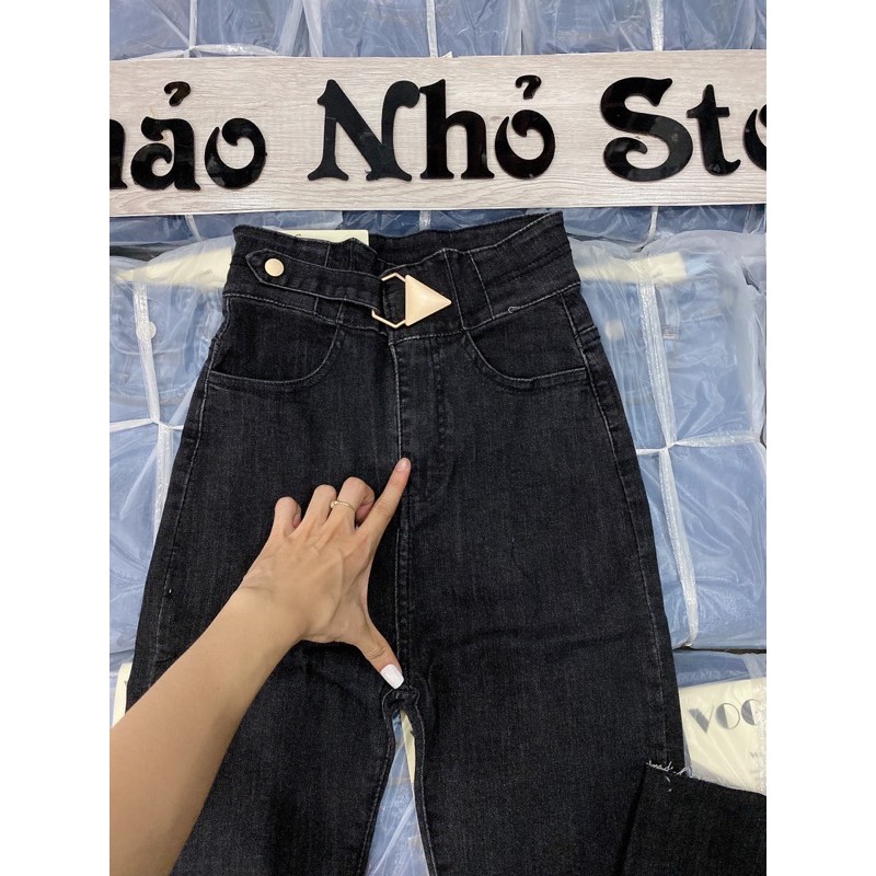 quần jean lưng cao khoen tam giác (hình thật)