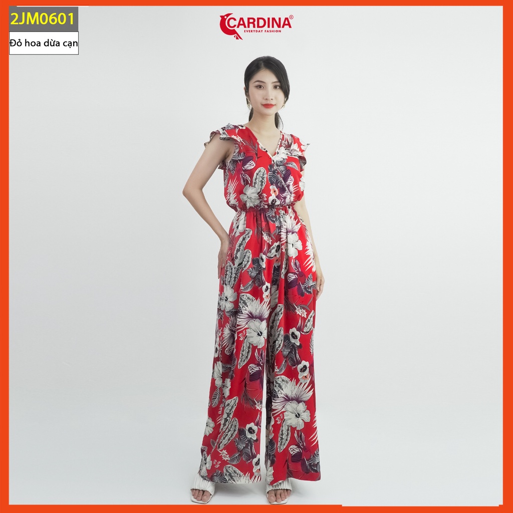 Đồ bộ nữ CARDINA chất lụa Mango cao cấp đồ bay Jumpsuit áo cánh tiên quần dài ống rộng họa tiết 2JM06