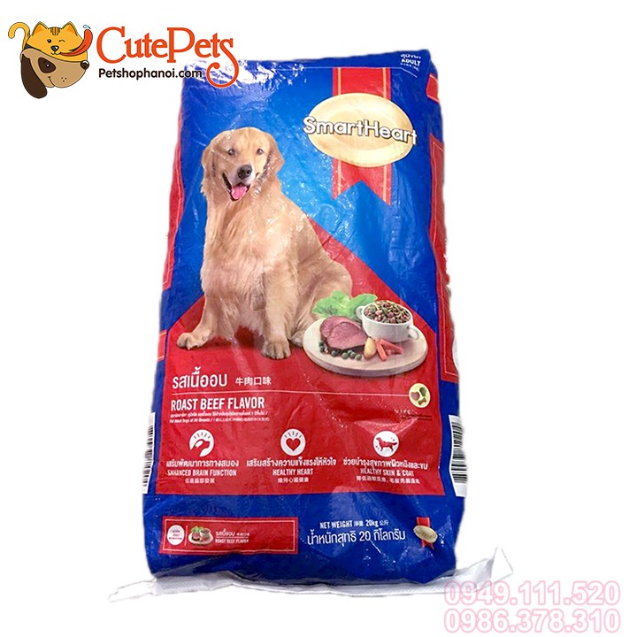 Thức ăn cho chó lớn Smart Heart Adlut 400g hạt cho chó Vị thịt bò nướng - CutePets Phụ kiện chó mèo Pet shop Hà Nội