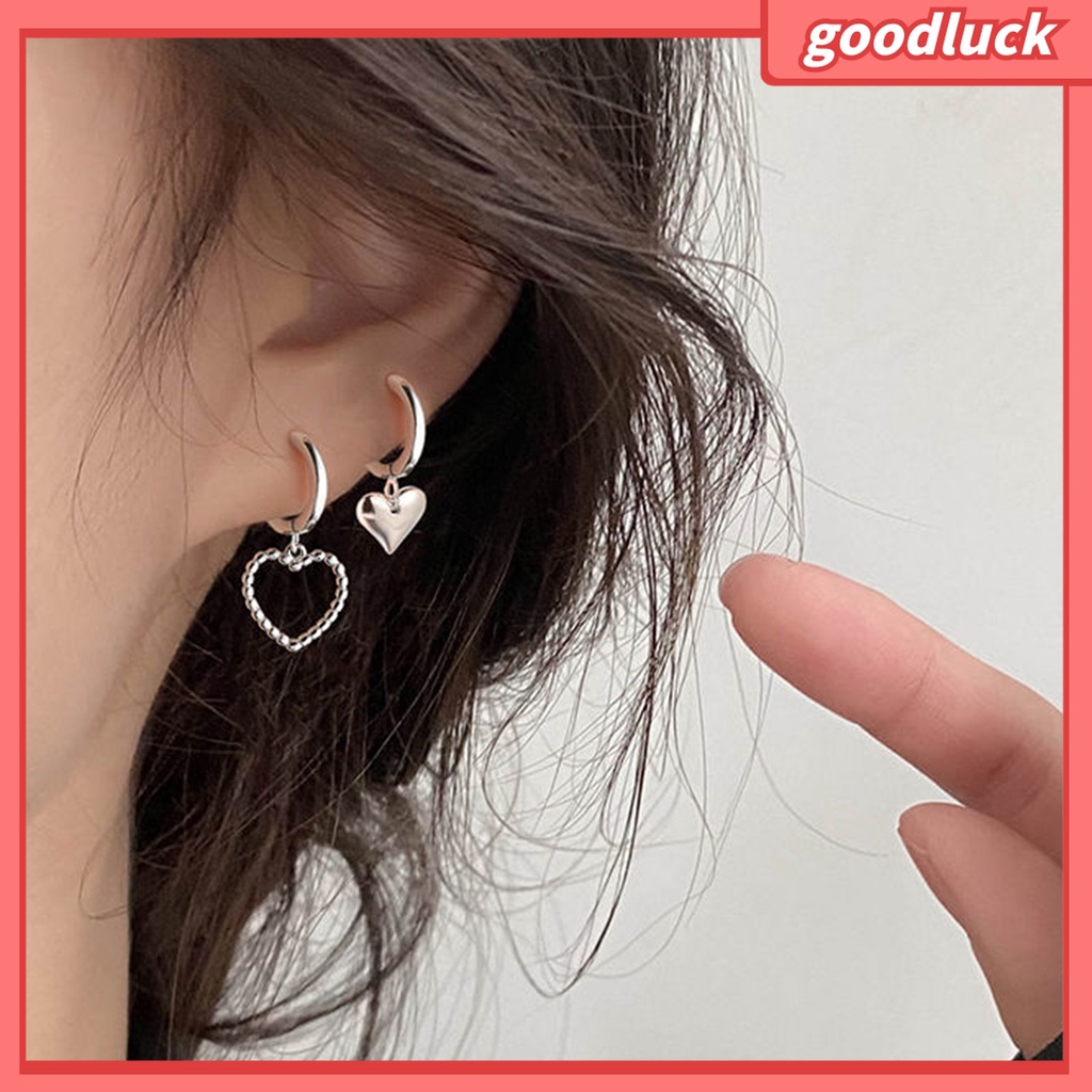 Goodluck| 1 Đôi Bông Tai Thả Hình Trái Tim Phong Cách Hàn Quốc Dành Cho Nữ