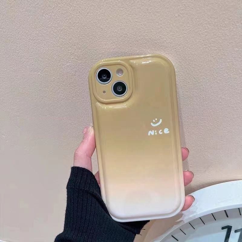 Ốp Điện Thoại Đệm Khí Hình Mặt Cười Màu Xanh Matcha Cho iphone 12 13 11 Pro Max X Xs Max Xr