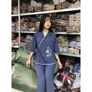 chéo nơ thêu đồ lam đi chùa nữ thêu tâm size 40-80kg