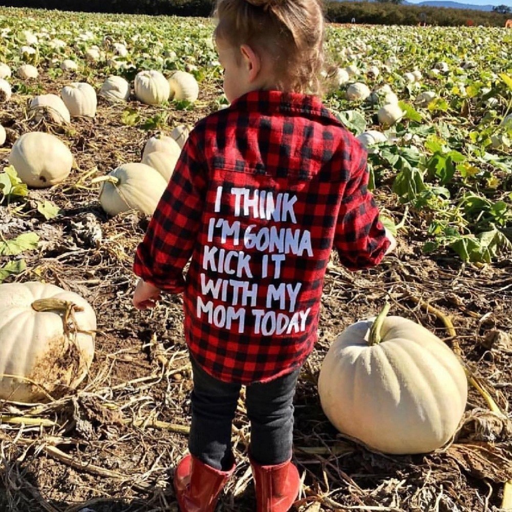 ✸ღ✸Unisex Toddler Kids Baby Girls Printed Plaid Shirt Long Sleeve Tops Casual Clothes