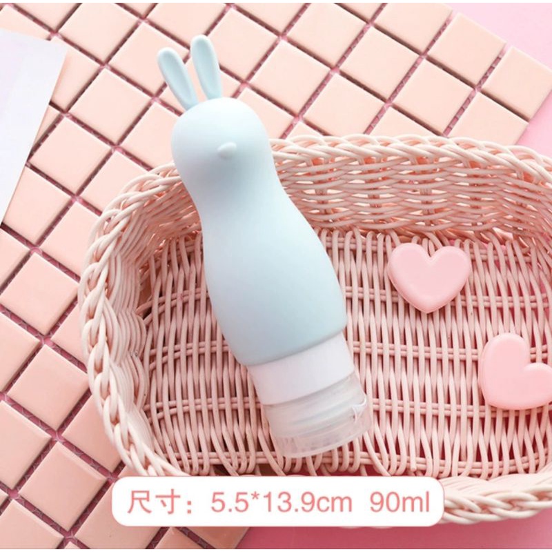Chai chiết mỹ phẩm silicone 90ml hình thỏ và gấu, chiết dầu gội sữa tắm du lịch