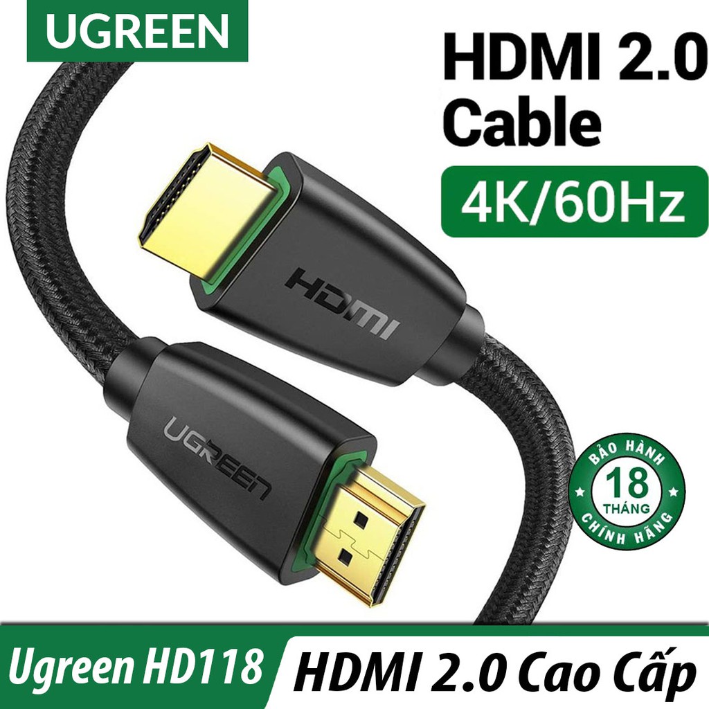 Cáp HDMI 2.0 Bện Sợi Nylon Cao Cấp UGREEN HD118 Chính Hãng