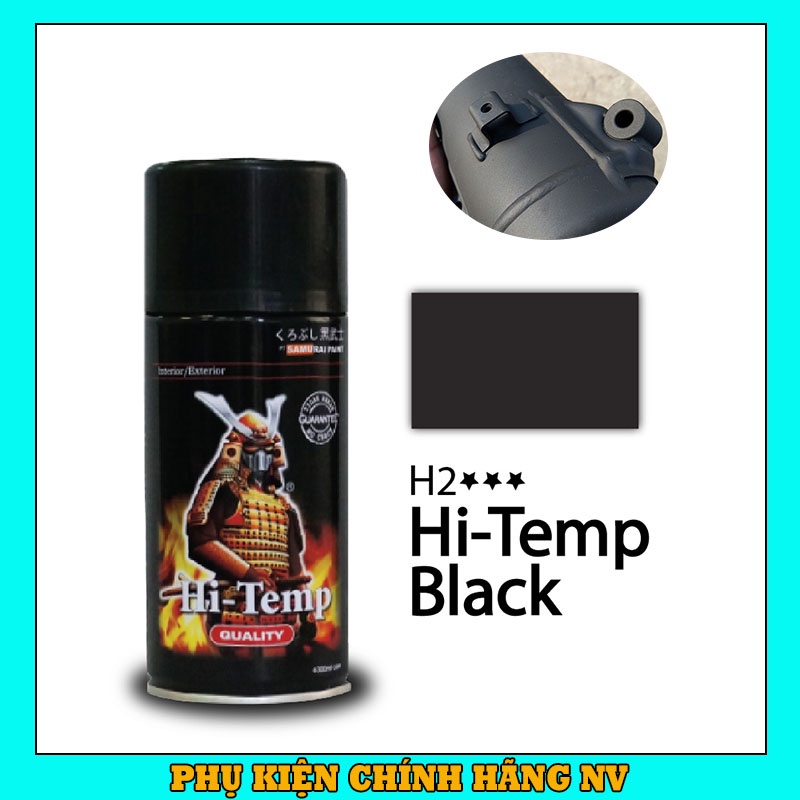 Sơn Samurai màu đen nhám H2 chính hãng, sơn pô, bô xe máy chịu nhiệt, chống nứt nẻ, kháng xăng