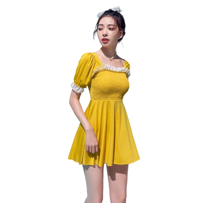 Brroa Bộ Đồ Bơi Một Mảnh Phối Bèo Dễ Thương Cho Nữ