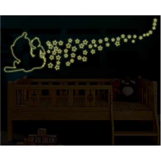 Decal trang trí Doremon và Nobita cùng chổi bay- Dạ quang ( Kèm Ânh thật )