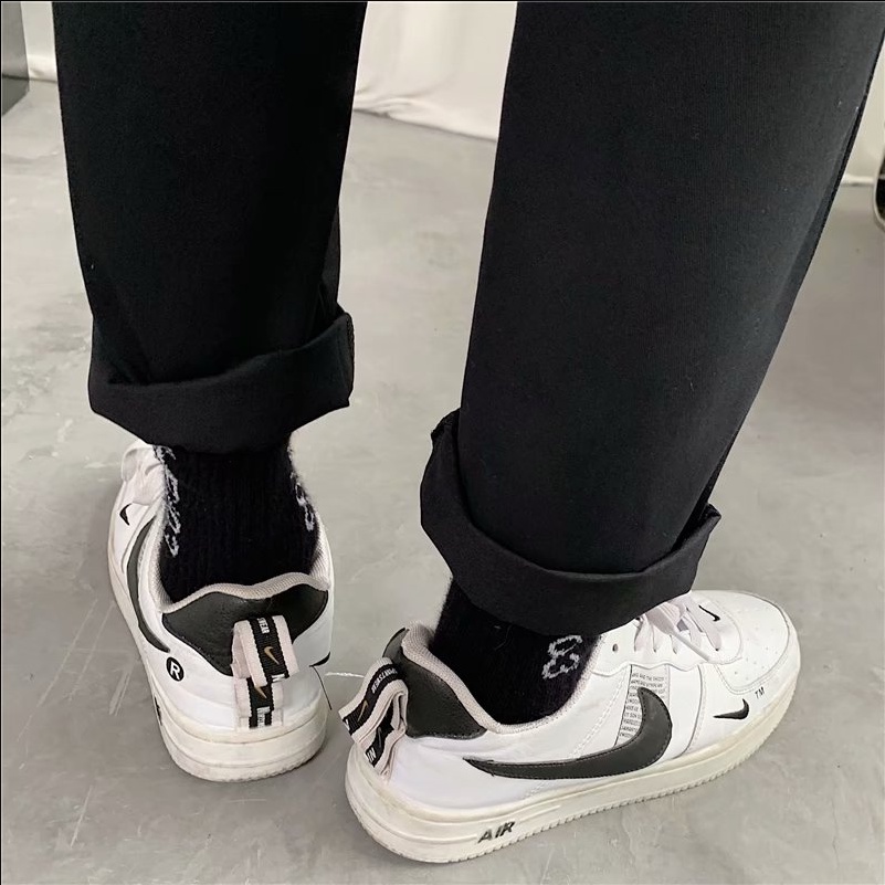 đơn sắc Thời trang quần tây nam và nữ rộng rãi giản dị phong cách Hàn Quốc unisex Hợp thời trang Quần ống suông đơn sắc