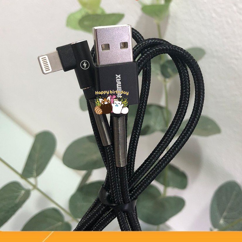 🌟CHÍNH HÃNG REMAX 🌟 Dây Cáp sạc nhanh IP chống đứt gãy rối bền bỉ,2.4A chân gập vuông chữ Lvải quấn lò xo 2 đầu 119