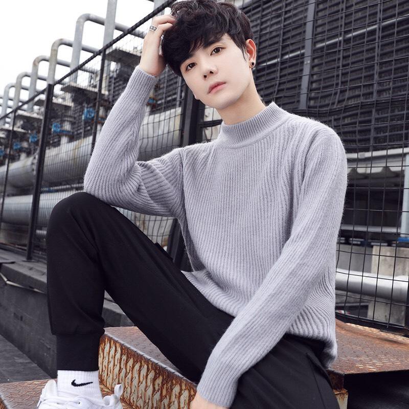 Áo len nam Unisex dài tay cổ 3 phân hạt gạo đẹp FAVITI AL72