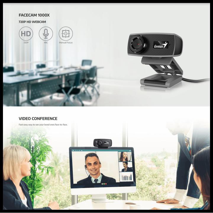 Webcam Warehouse Genius Facecam 1000x 720p Hd Cho Máy Tính Laptop Đen | BigBuy360 - bigbuy360.vn